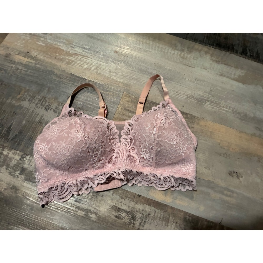 Bali Pink Lace Bralette Lightly Padded Adjustable Straps